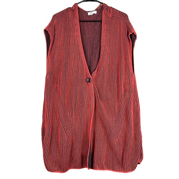 Pure by Ulla Popken Womens Sweater Orange Cardigan Tunic Sleeveless 24/26 - Picture 1 of 11